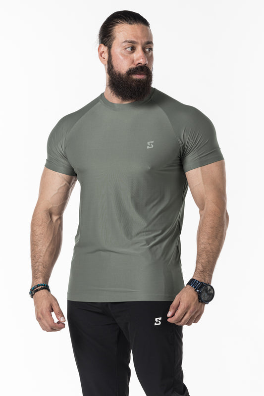 grey green short sleeve men