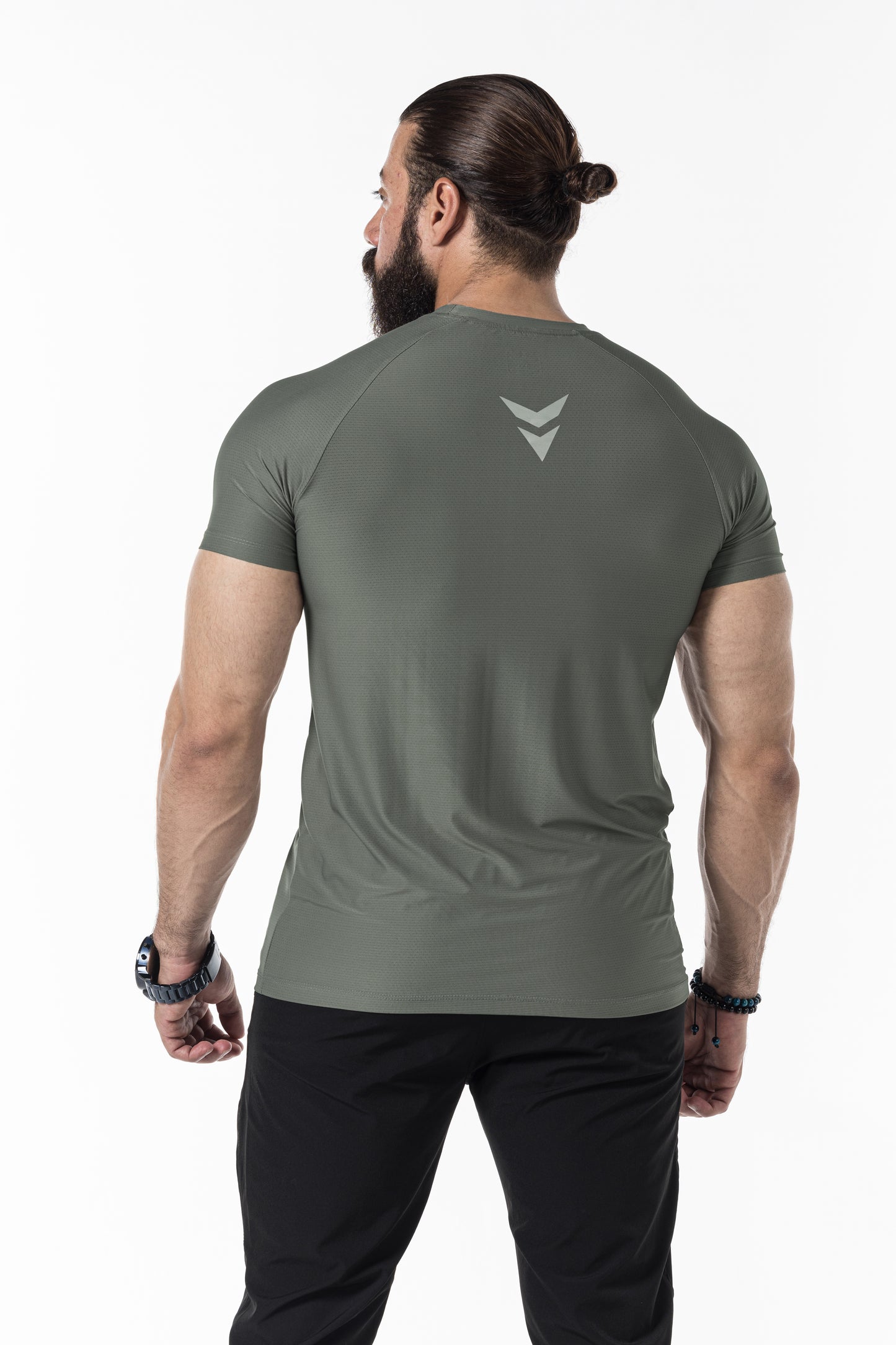 grey green short sleeve men