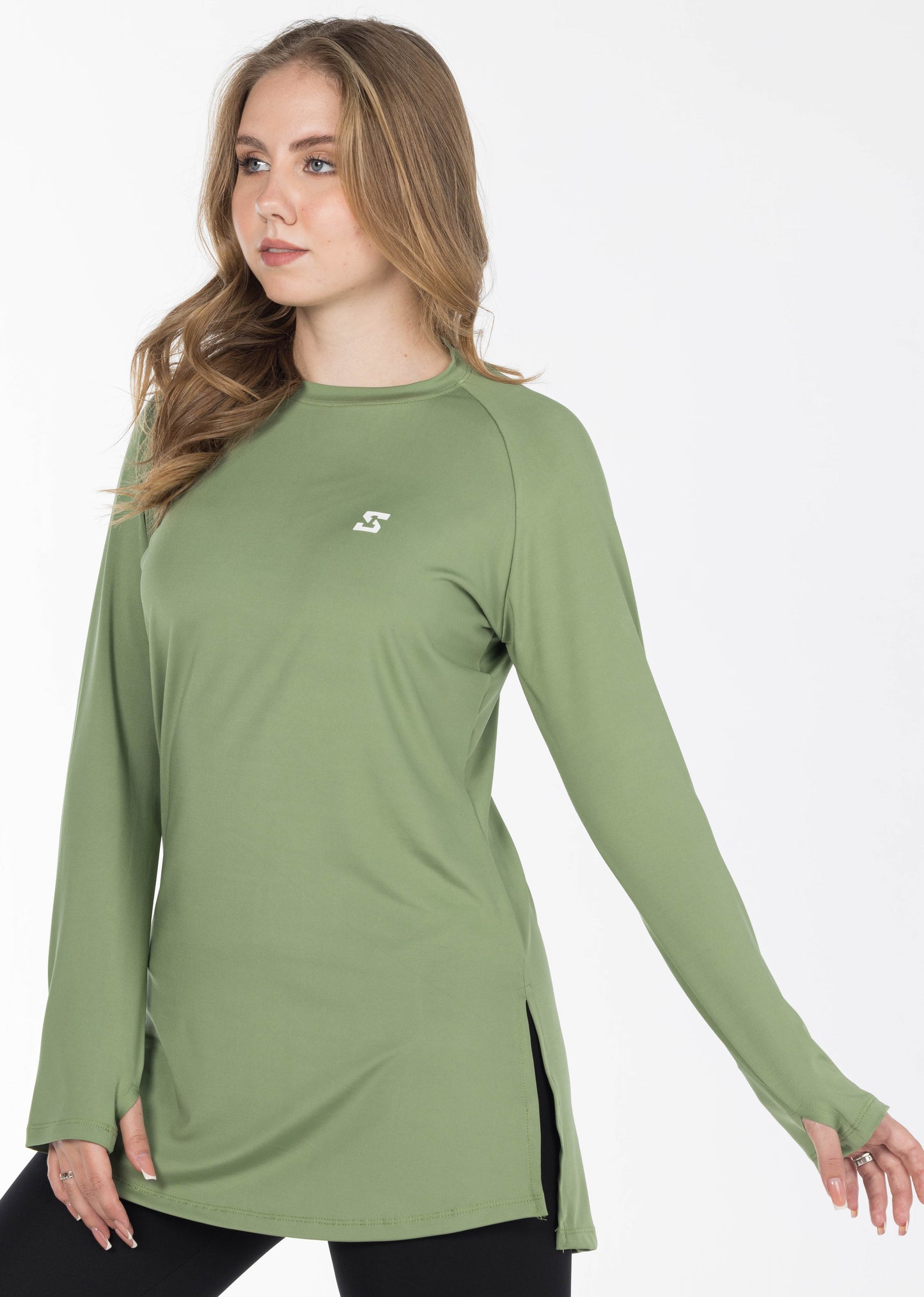 Long sleeve slim fit olive