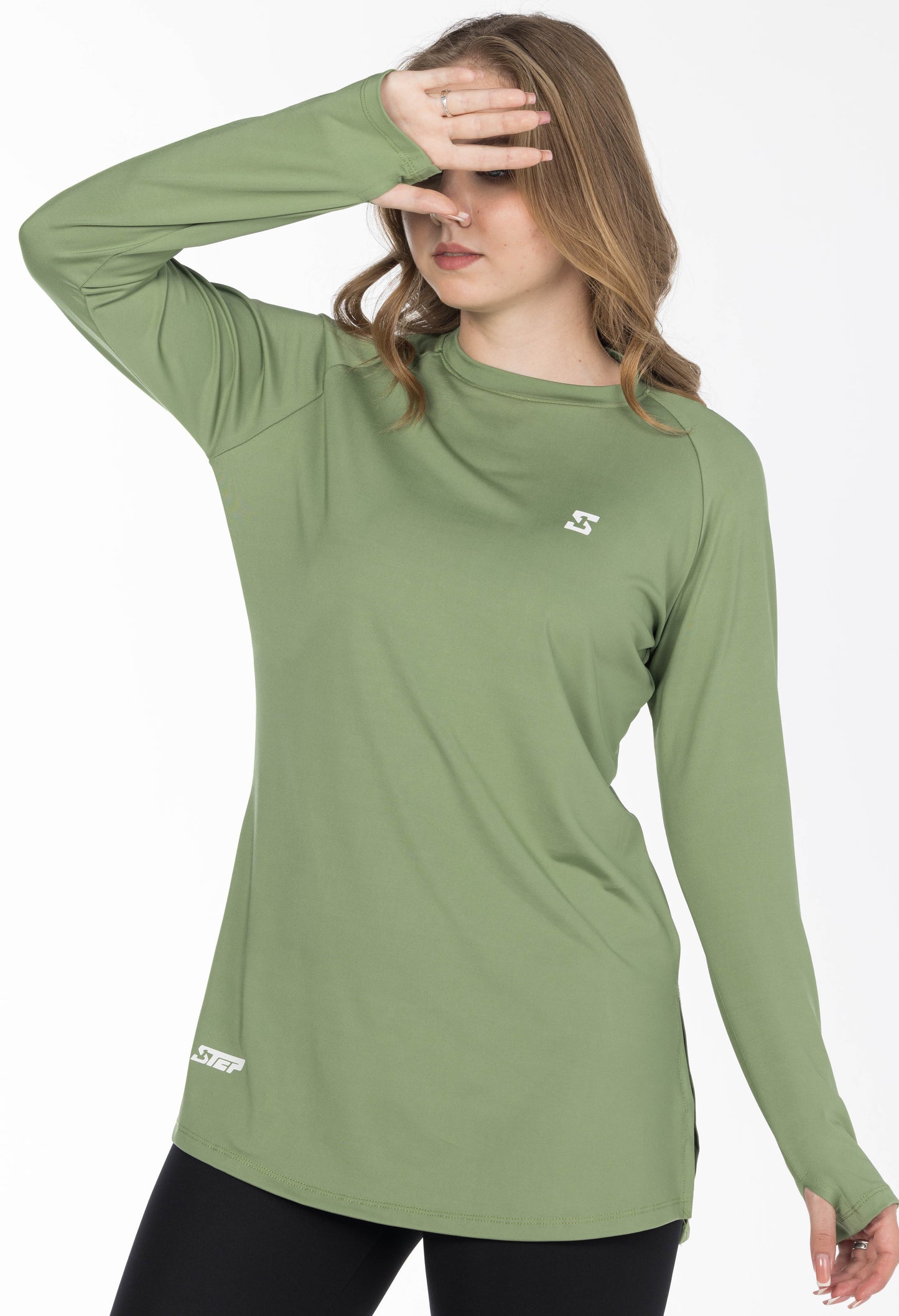 Long sleeve slim fit olive