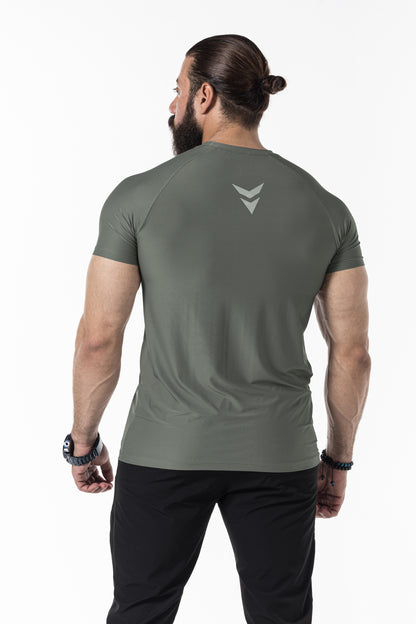 grey green short sleeve men